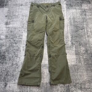 VTG Y2K Old Navy Cargo Pants Women 8 Fatigue Green Roll Up Grunge Skater Stretch